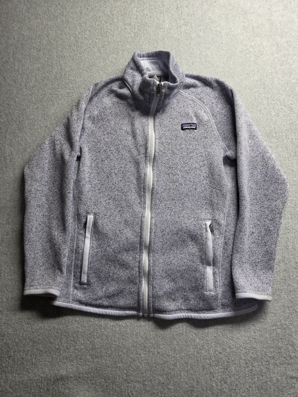 Patagonia Unisex Kids XL 14 Light Purple Fleece Jacket Full Zip Outdoor Hiking